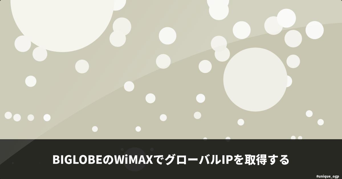 Biglobeのwimaxでグローバルipを取得する